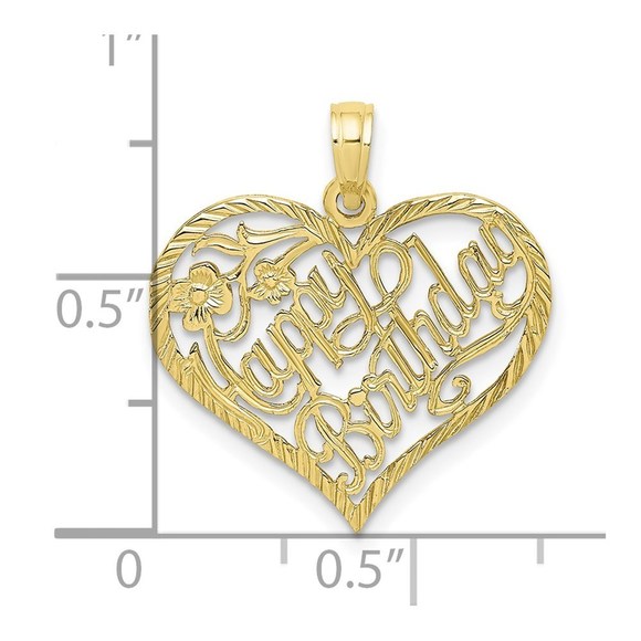 10K Gold Solid Talking HAPPY BIRTHDAY Heart Pendant - Picture 2 of 4